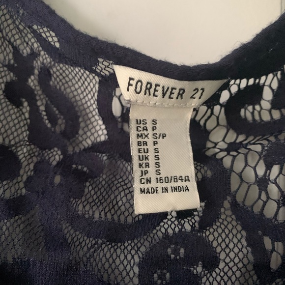 Navy blue lace back front tie shirt - Picture 3 of 4